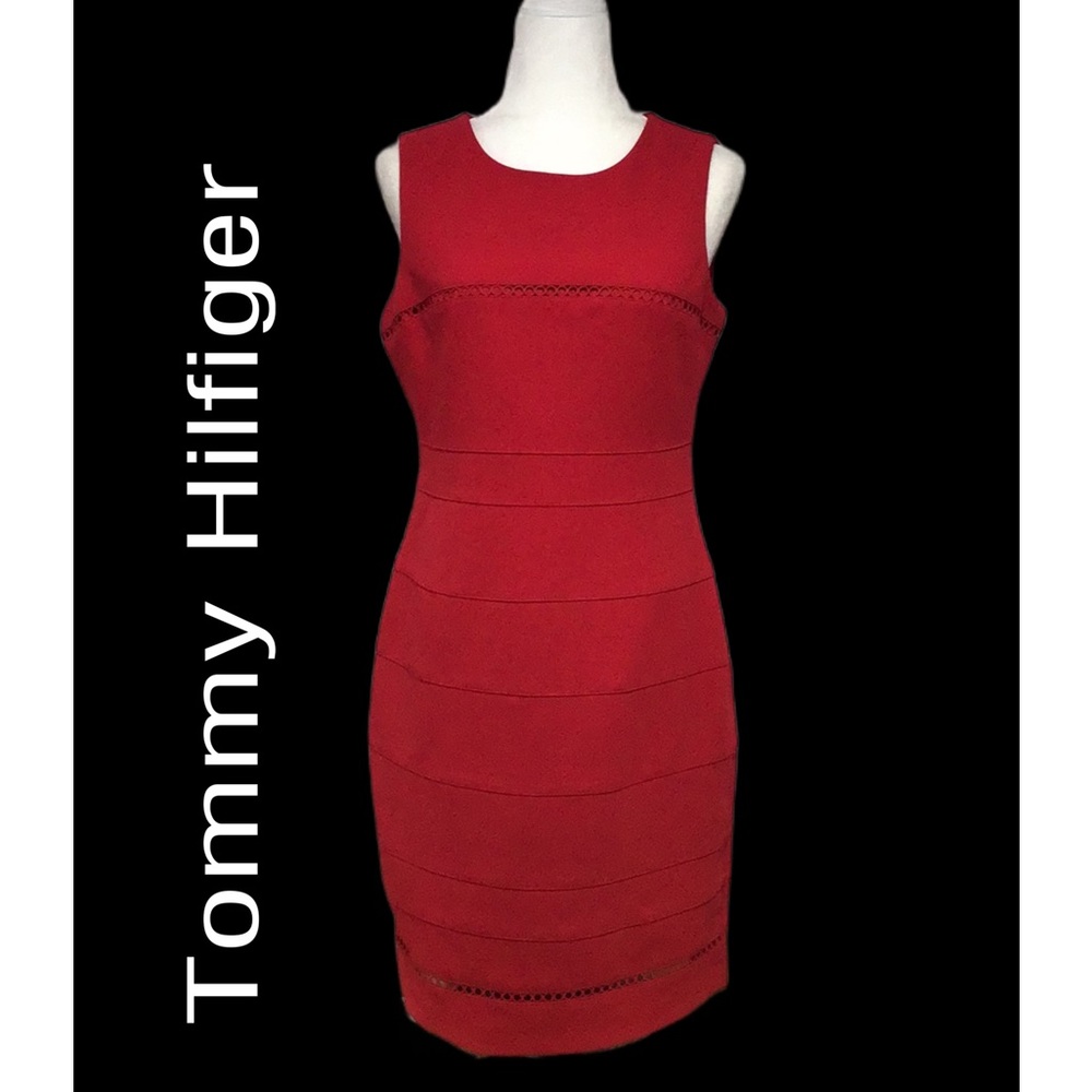 NWT Tommy Hilfiger Scuba Panel Dress, Red, Size 10‎